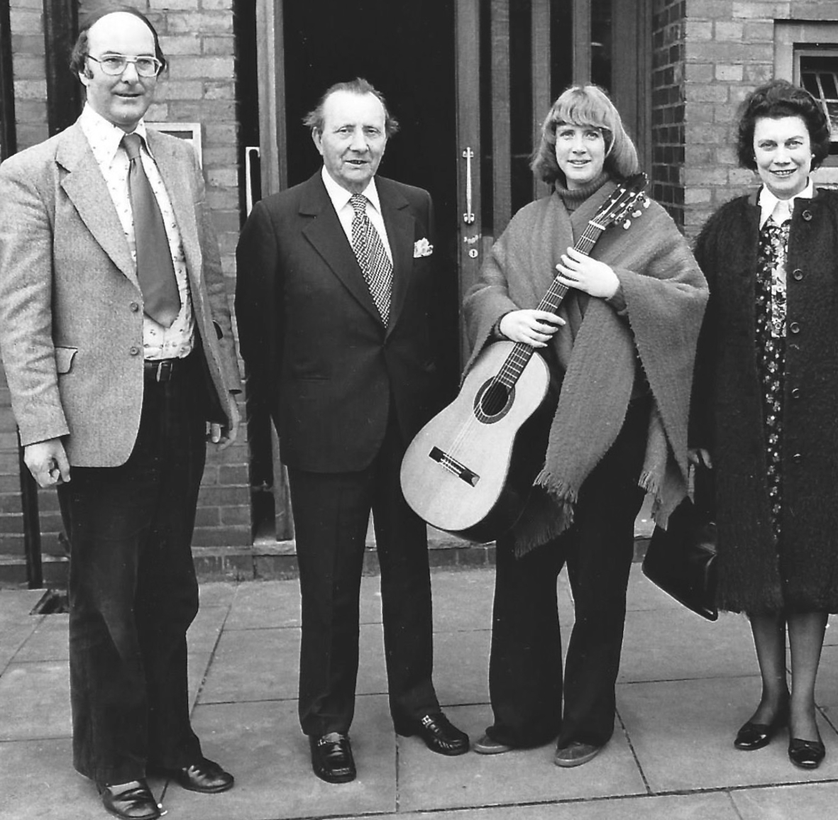 Peter Dickinson (left) with Lennox and Freda Berkeley and the guitarist Alice Artzt, at Keele University, 1978
