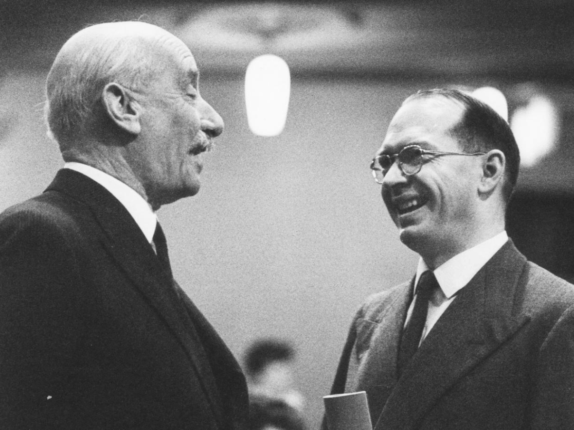 Richard Itter (right), with the conductor Sir Adrian Boult