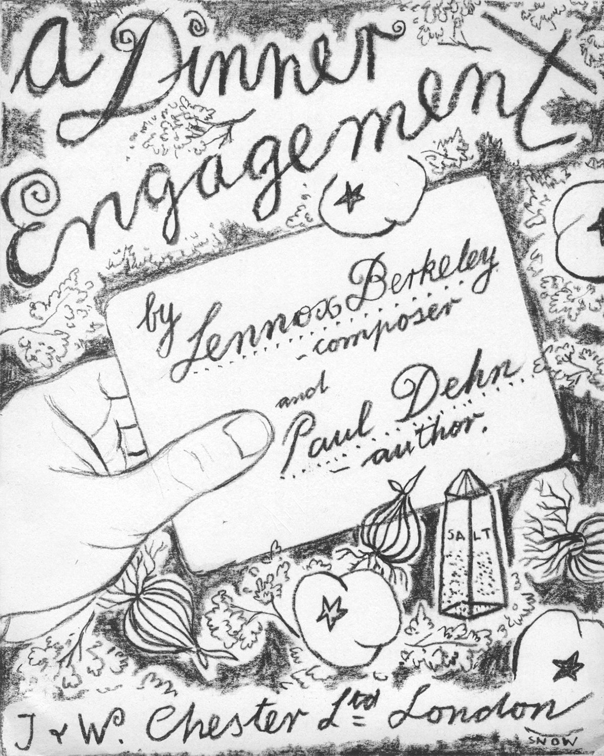 Peter Snow’s cover design for the piano score of A Dinner Engagement