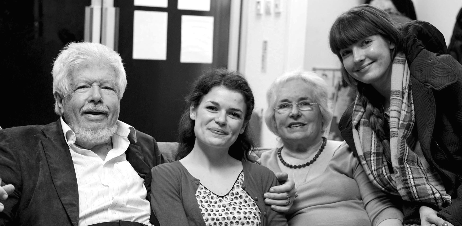 The late Professor Roy Teed with (left to right), his daughter Lucy, wife Jennifer, and daughter Trudy, Colchester Buddhist Centre, 2015 (photo by his son, Paul Lennox Teed).