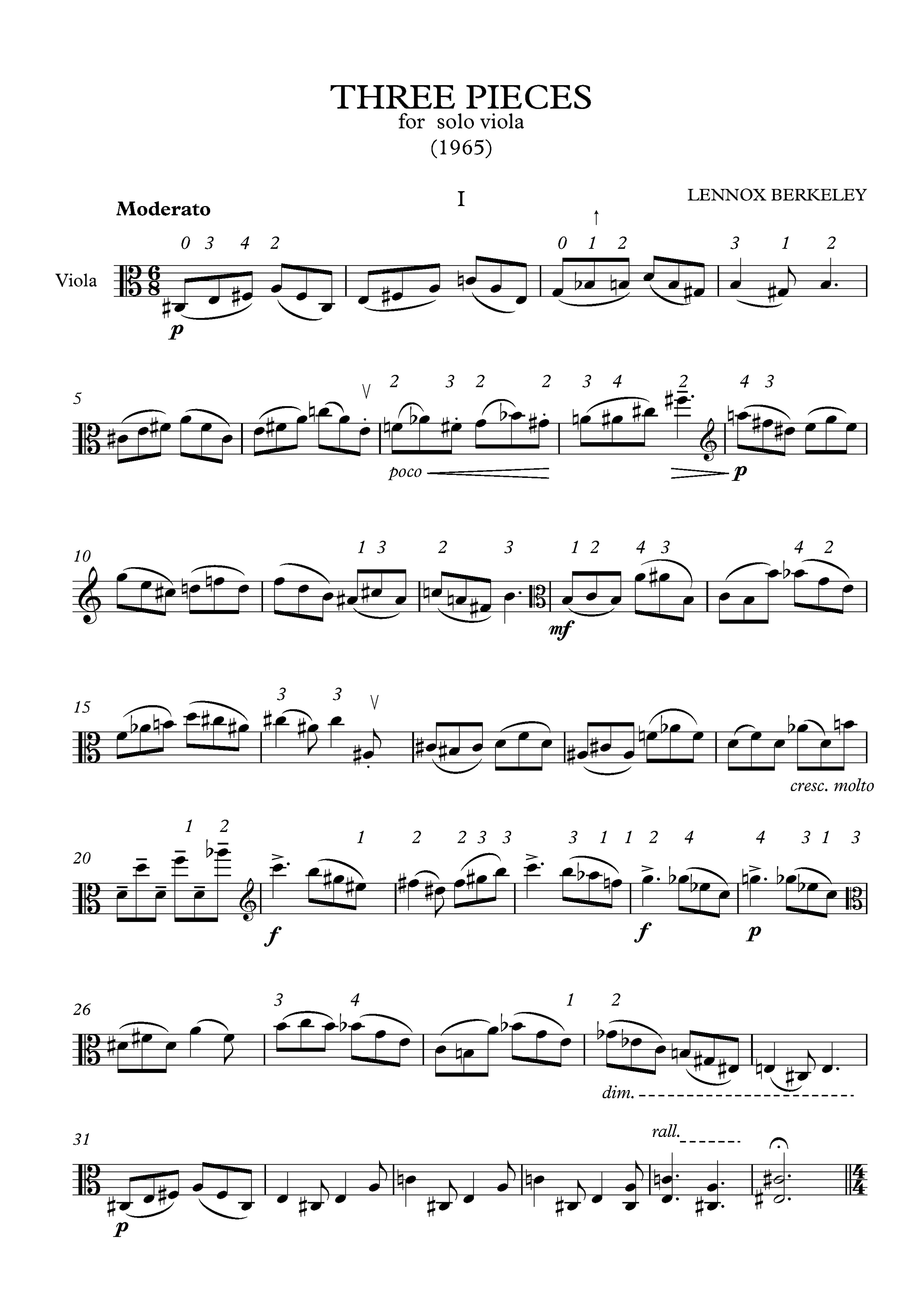 The first of Berkeley’s set of Three Pieces for Viola in Jayson Mackie’s typeset score.