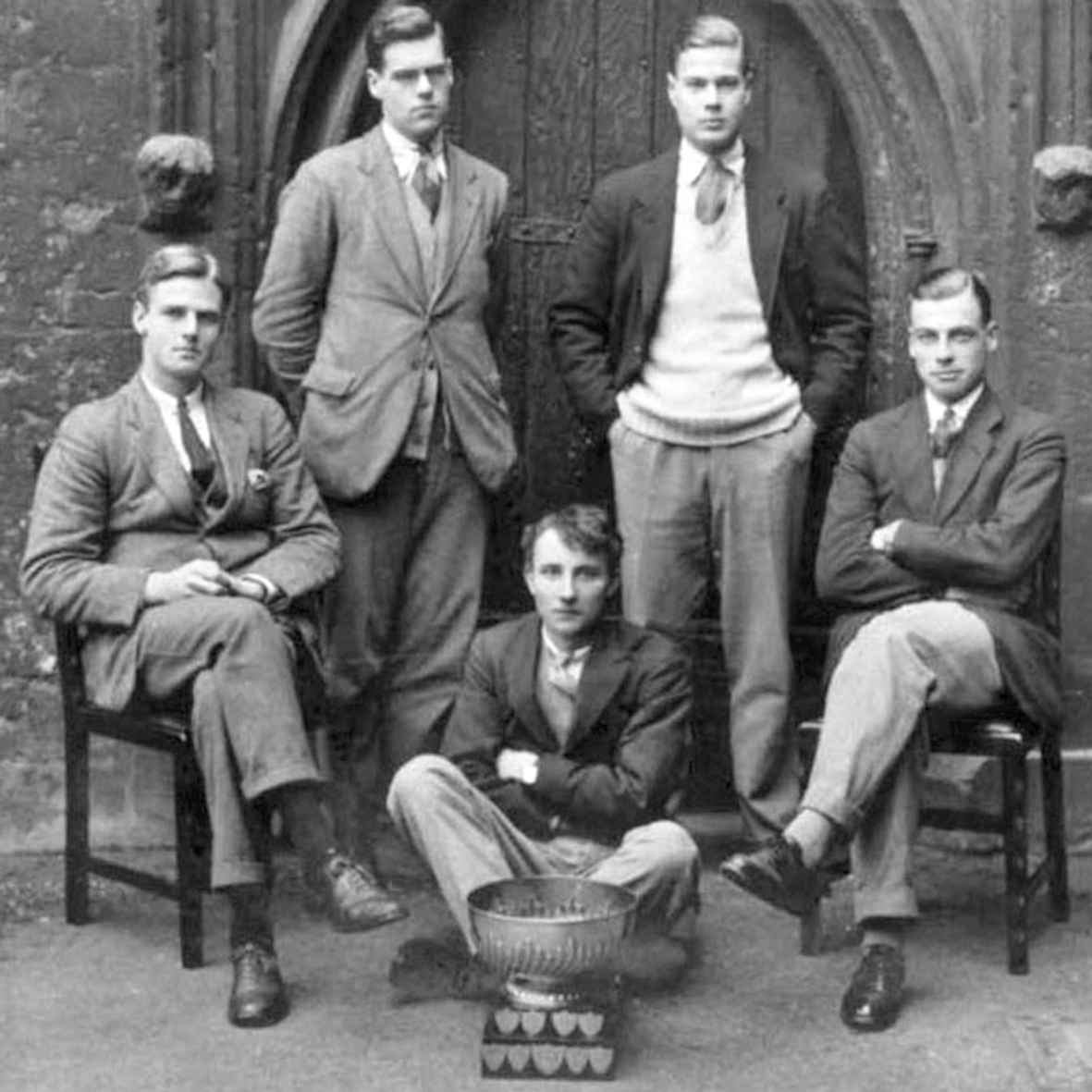 Lennox Berkeley (centre) as cox of the winning Merton College Clinker IV, 1923.