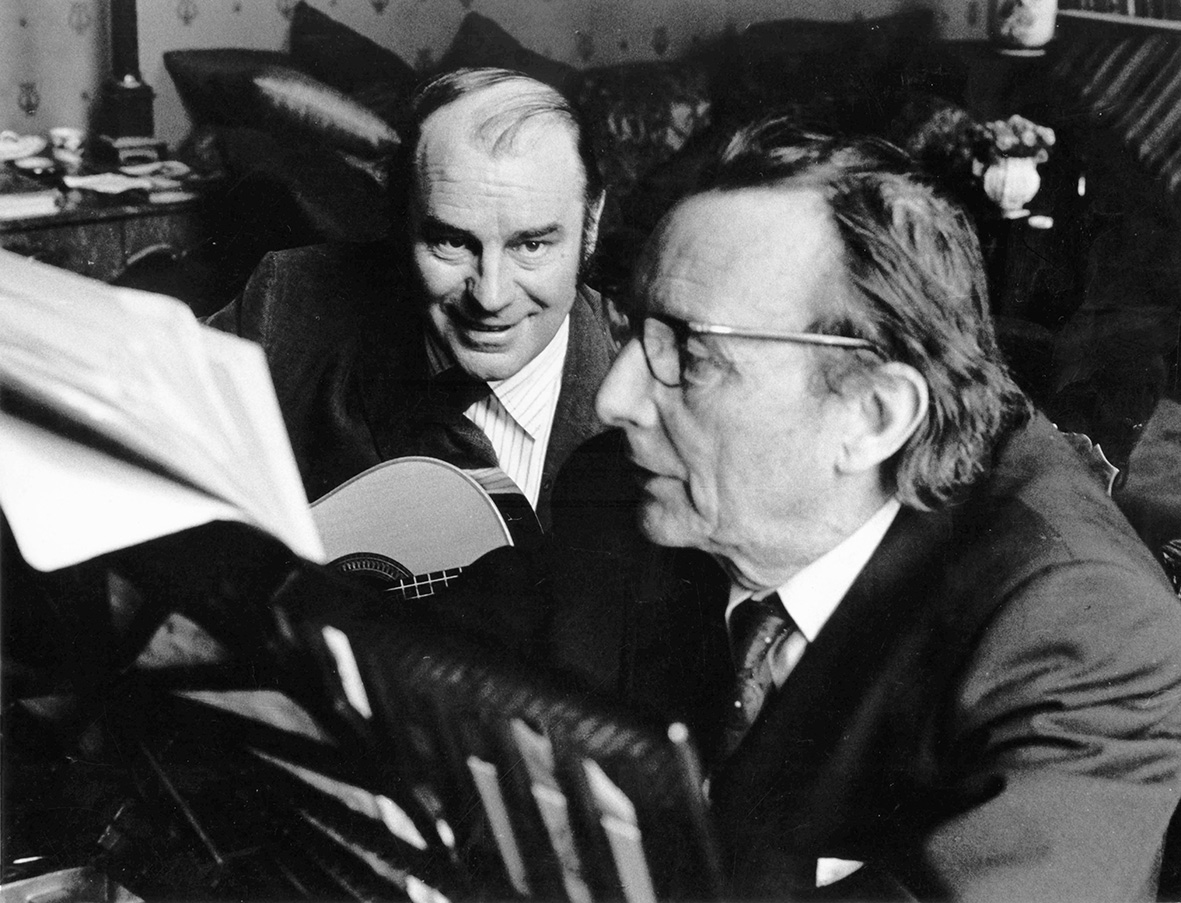 Julian Bream and Lennox Berkeley working on the Guitar Concerto, 1974