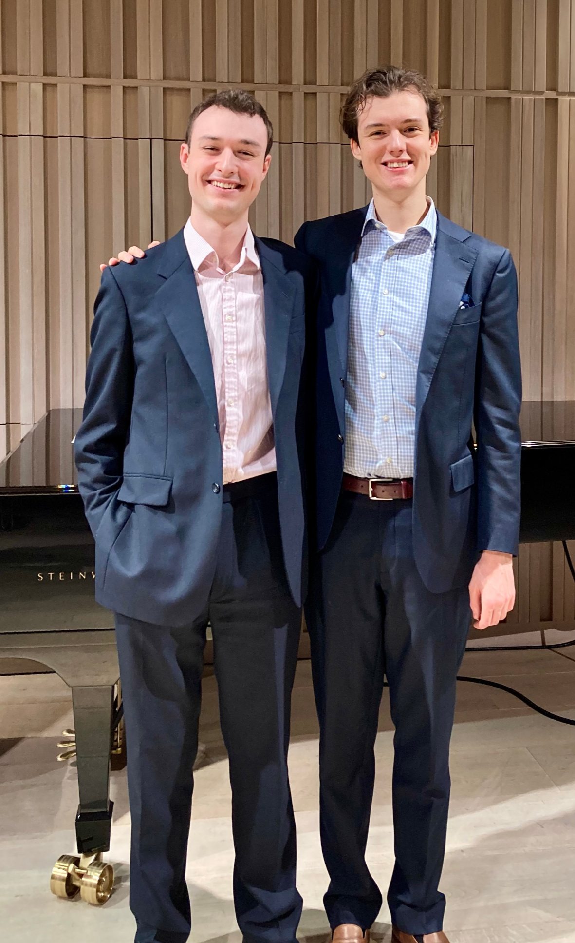 Guitarist Declan Hickey (left) with tenor Samuel Kibble, RAM,  23 February 2023