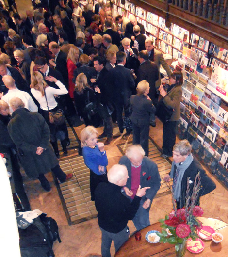 Tony Scotland (bottom right) with guests at the Lennox & Freda launch at Daunt Books