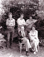 In the garden of 8 Warwick Avenue around 1972.  Seated: Lennox Berkeley and wife Freda.  Standing from right to left: sons Michael, Julian and Nicholas