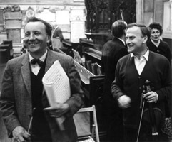 Lennox Berkeley with Yehudi Menuhin. rehearsing the Violin Concerto. Photo by David Farrell