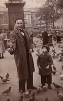 Lennox Berkeley with eldest son Michael in Trafalgar Square in 1950
